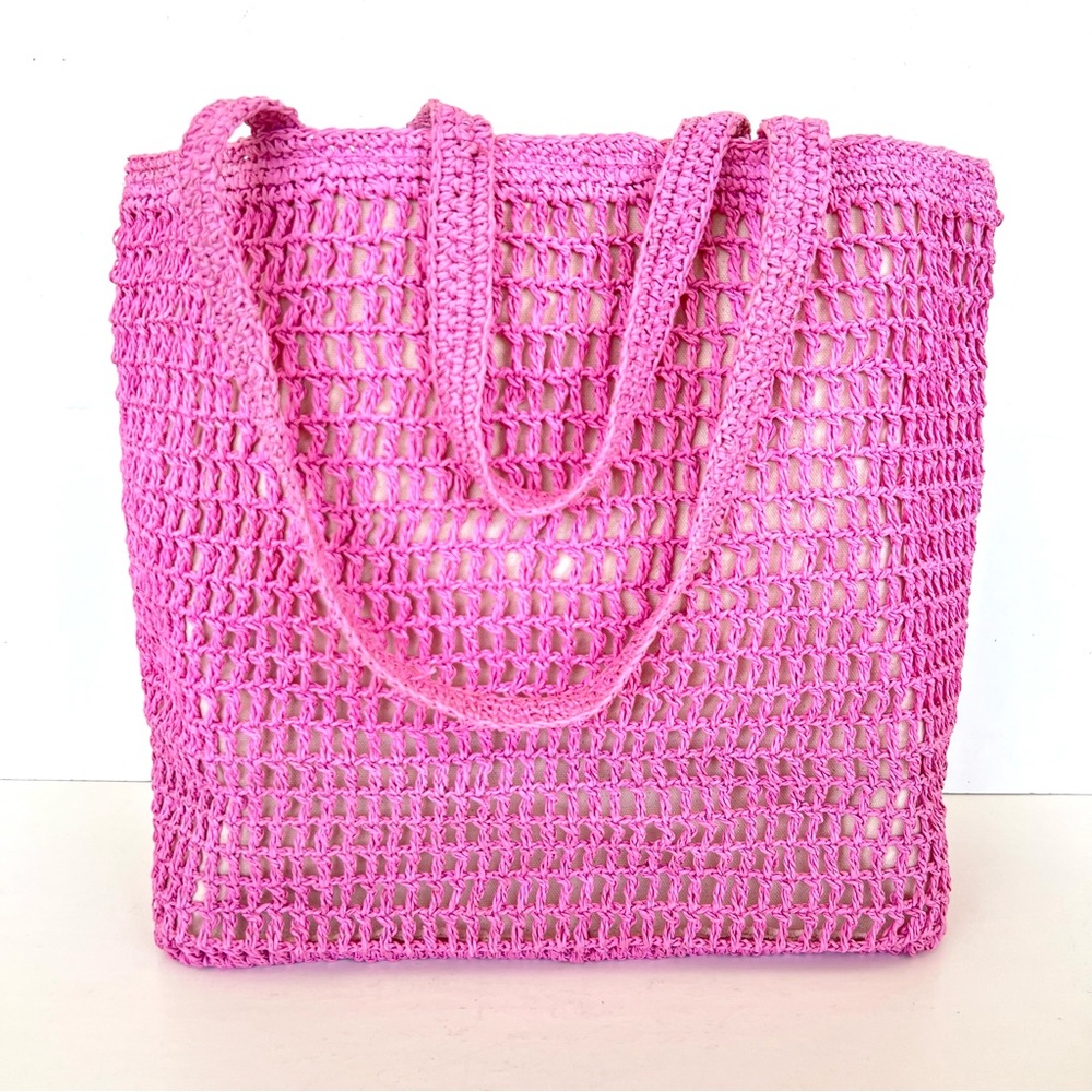 MADEWELL The Transport Retro Pink Woven Straw Carry All Shopping Shoulder Tote - Picture 3 of 11